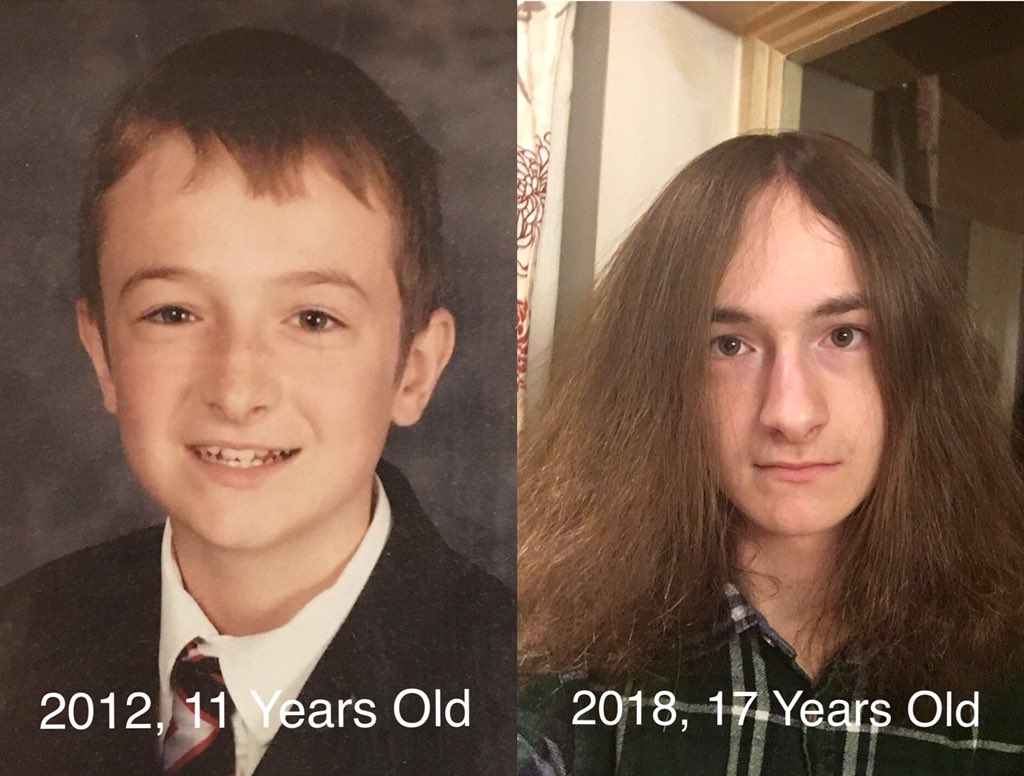 CHGF_Midget's tweet photo. Wow! I never realised how much I’ve changed in the past 6 years! 😯 #Change #Boy #ShortHair #LongHair #6Years #ThenAndNow https://t.co/7LqMSStL1b