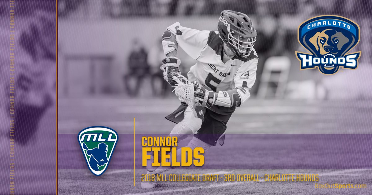 UAlbanyMLax's tweet photo. Congratulations to Connor Fields, selected 3rd overall in the Collegiate by the Charlotte Hounds into @MLL_Lacrosse! https://t.co/91jw42yt2r