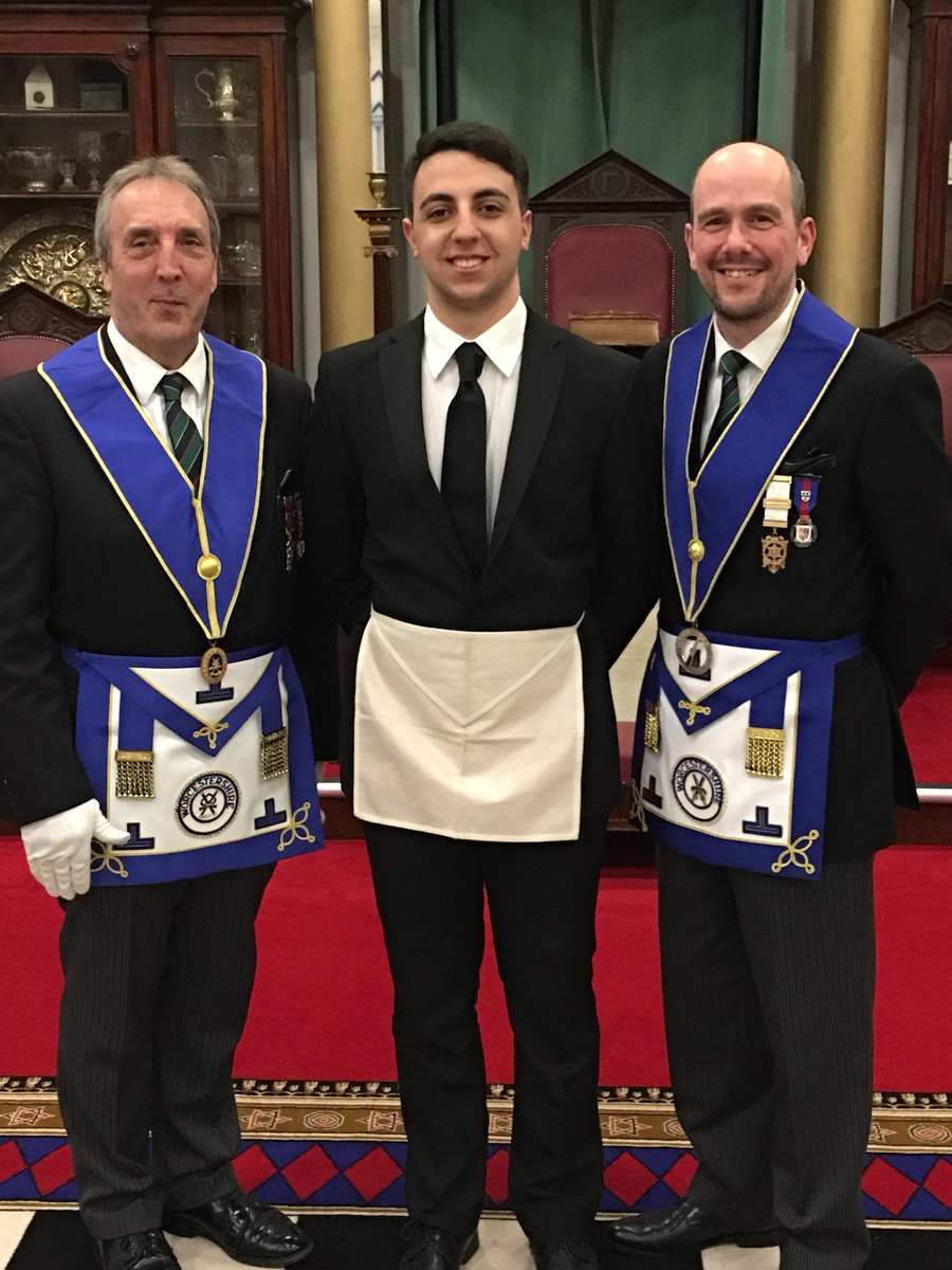 Provincial Mentors, Future &amp; Present,  W Bro’s Chris Overall &amp; Mark Lodge with tonight’s Initiate, Bro Solito <a href="/UGLE_UniScheme/">Universities Scheme</a> <a href="/WorcsMasons/">Worcestershire Freemasons</a>