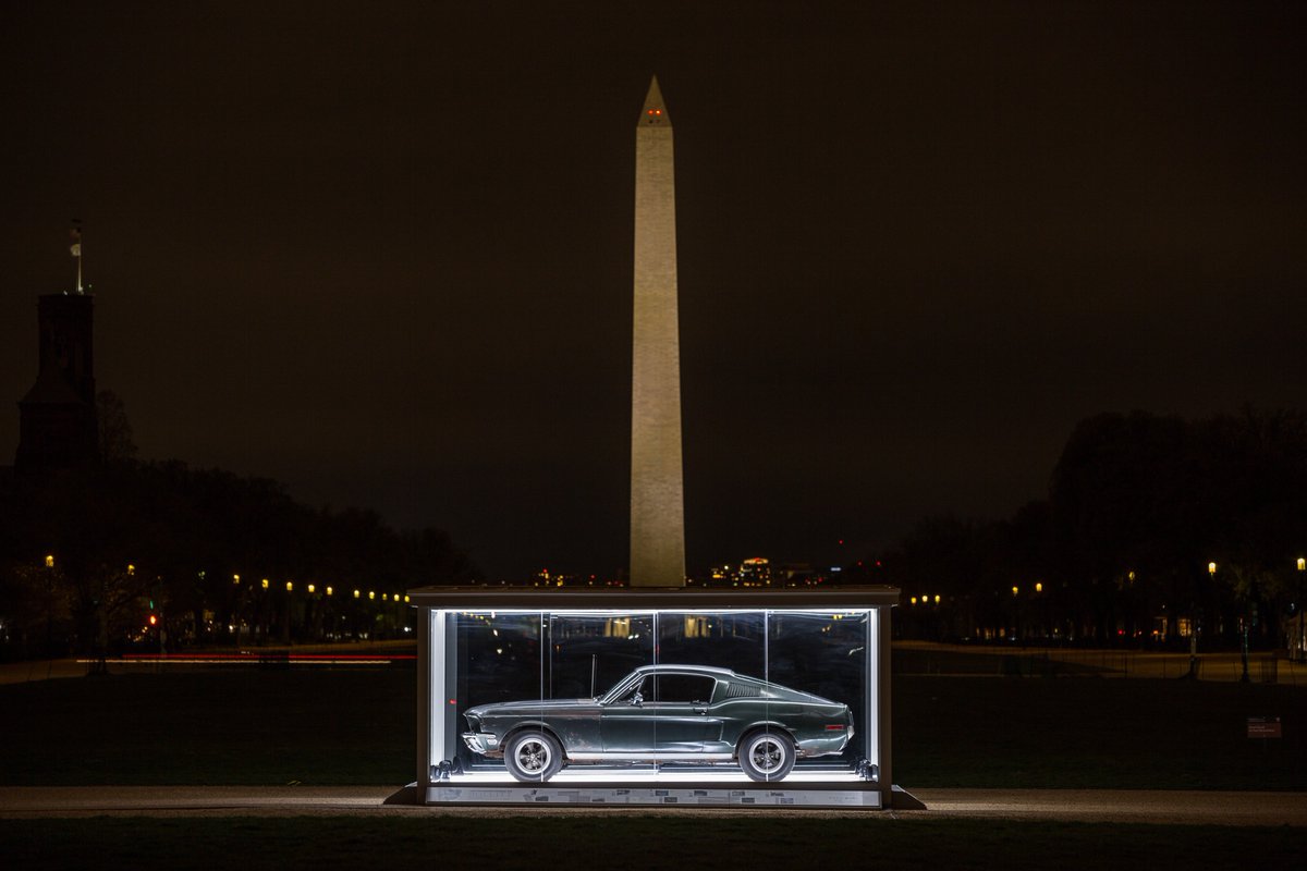HistoricVehicle's tweet photo. If you're out and about in @washingtondc on @TheNationalMall tonight, be sure to check out the #BullittMustang. It's quite a sight at night under the lights! #CATC18 #drivehistory @Shell_OnTheRoad @QuakerState @Pennzoil #PoweredByPennzoil @Hagerty @FordMustang @TheRealBullitt https://t.co/RITwsWYYZk