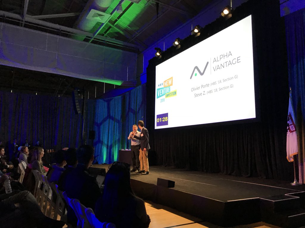 changds's tweet photo. Top 12 finalists pitch tonight out of 300 entries #HBSNVC, awesome to have been the head coach at the Rock Accelerator for 2 of the 4 student track finalists @joinaday #AlphaVantage @HarvardHBS @HBSRock https://t.co/XCajIaSBuV