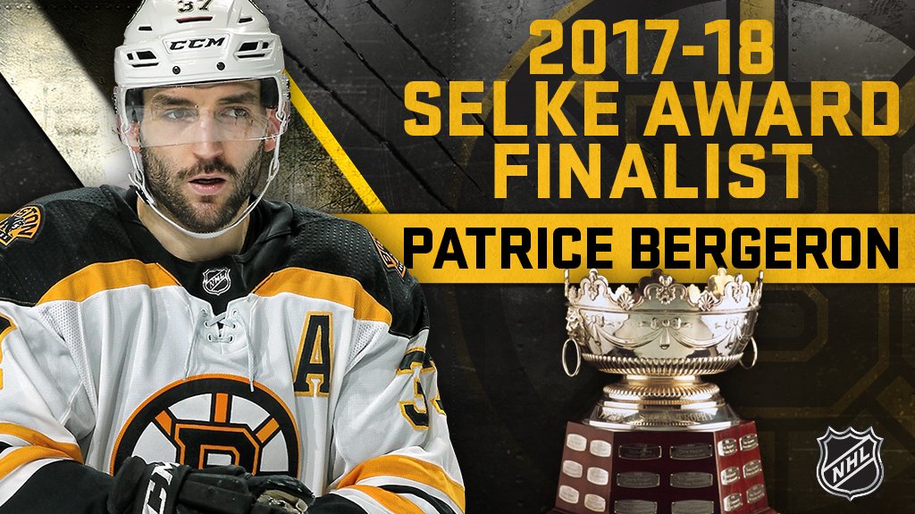 Bruins' Patrice Bergeron named finalist for Selke Trophy