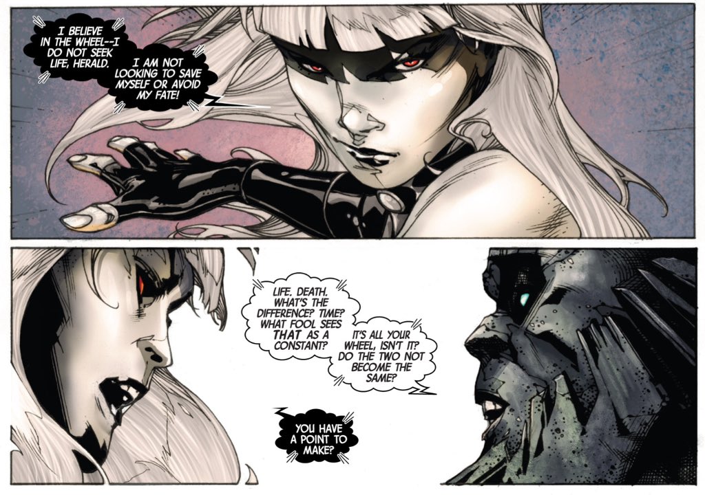 Hickman's "Avengers" owes a lot to "Game of a Thrones."Here, a discussion of "the wheel", reflecting both Hickman's interest in systems & hinting at the thematic overlap.In both "Game of Thrones" and "Avengers", kings feud and wrestle, oblivious to the real threat.(NA #15.)