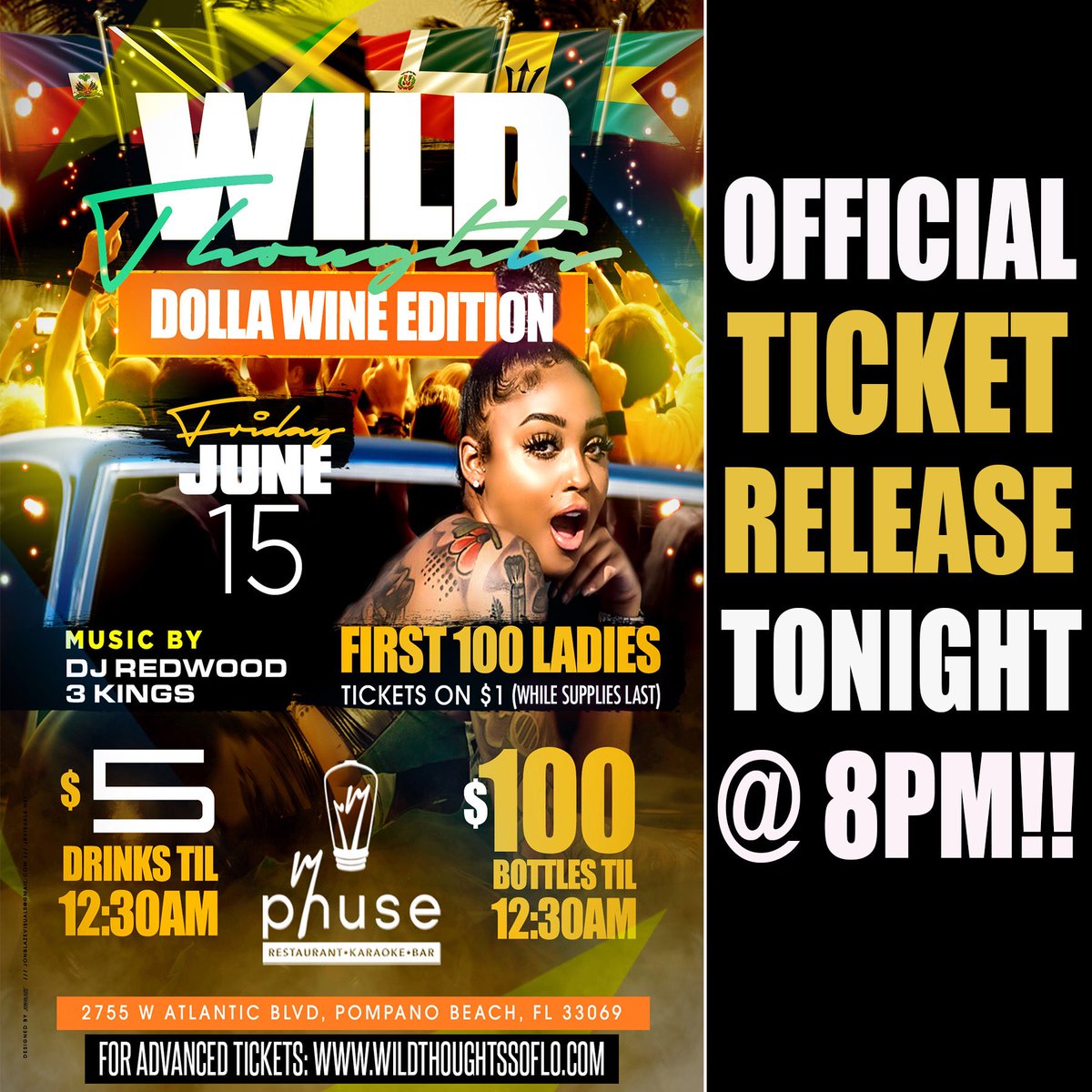 Ksh00p's tweet photo. #WildThoughts4
🇭🇹🇯🇲🇹🇹🇧🇧🇧🇷🇧🇸
Dolla Wine Edition 💵
First 100 Ladies Tickets $1 💃🏽
Release TONIGHT @ 8PM
https://t.co/kZVVcAQA5g
📸 Screenshot &amp; Save a Life
@1JazzyJeff https://t.co/zXEyUQHP6K