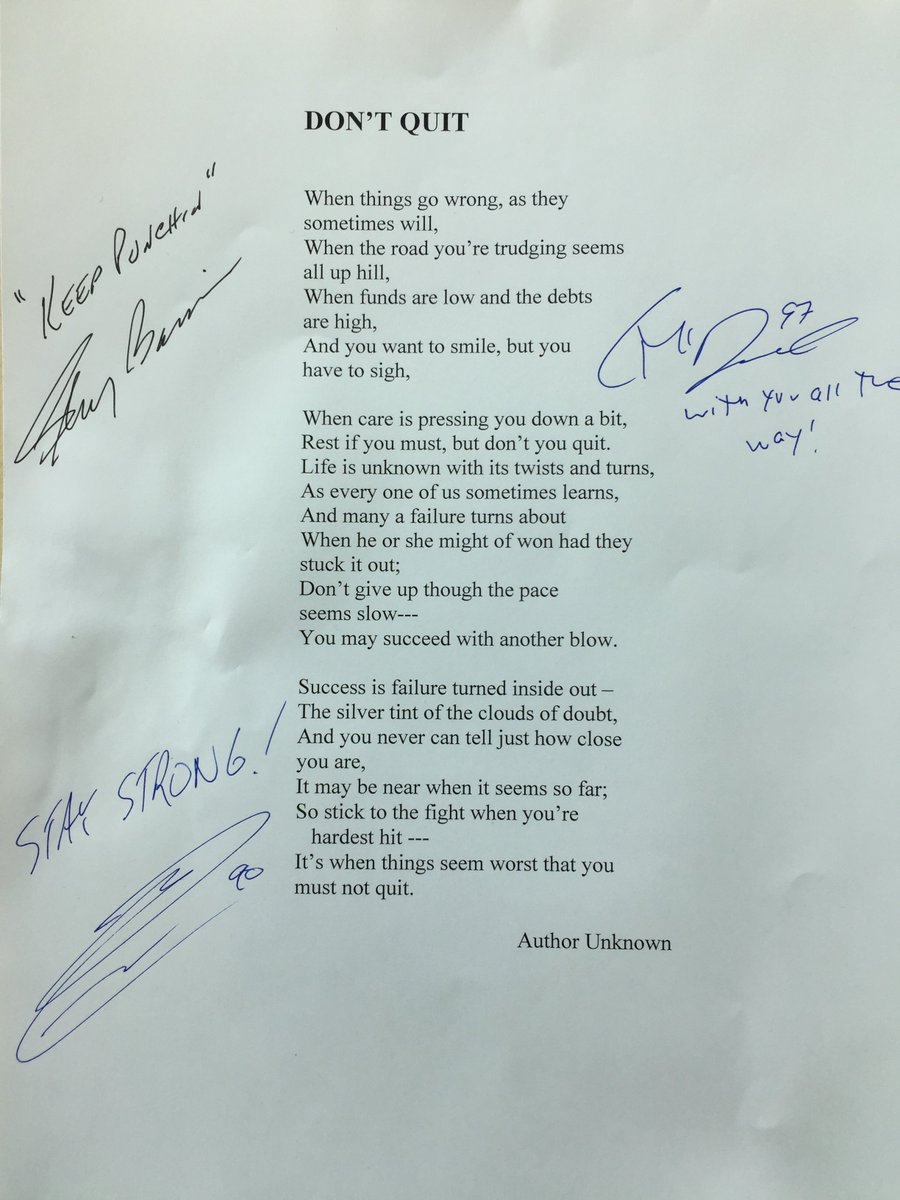 HCIMOHAWKS's tweet photo. Coach Bassin @SherwoodBassin Connor McDavid @cmcdavid97 and Ryan O'Reilly @BuffaloSabres sharing a poem of great inspiration called "Don't Quit" #HumboldtStrong #hcistrong #healingtogether https://t.co/1nzZ674gS0