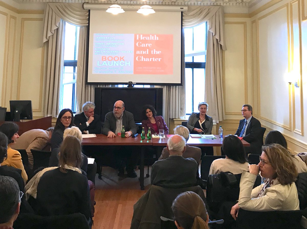 Honoured to be among distinguished colleagues at the launch of my new book, co-authored with Professor Christopher P. Manfredi. 'Health Care and the Charter' explores the systematic use of Charter litigation in health care and the ultimate policy impacts of judicial decisions.
