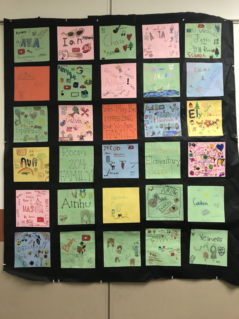 MrsSpierings5's tweet photo. In room 204, we are a family! We may have different likes and dislikes, but we respect one another, show kindness, and enjoy spending time together each and every day! #rockonwestwood #wdppride https://t.co/QoDkUwBEDI