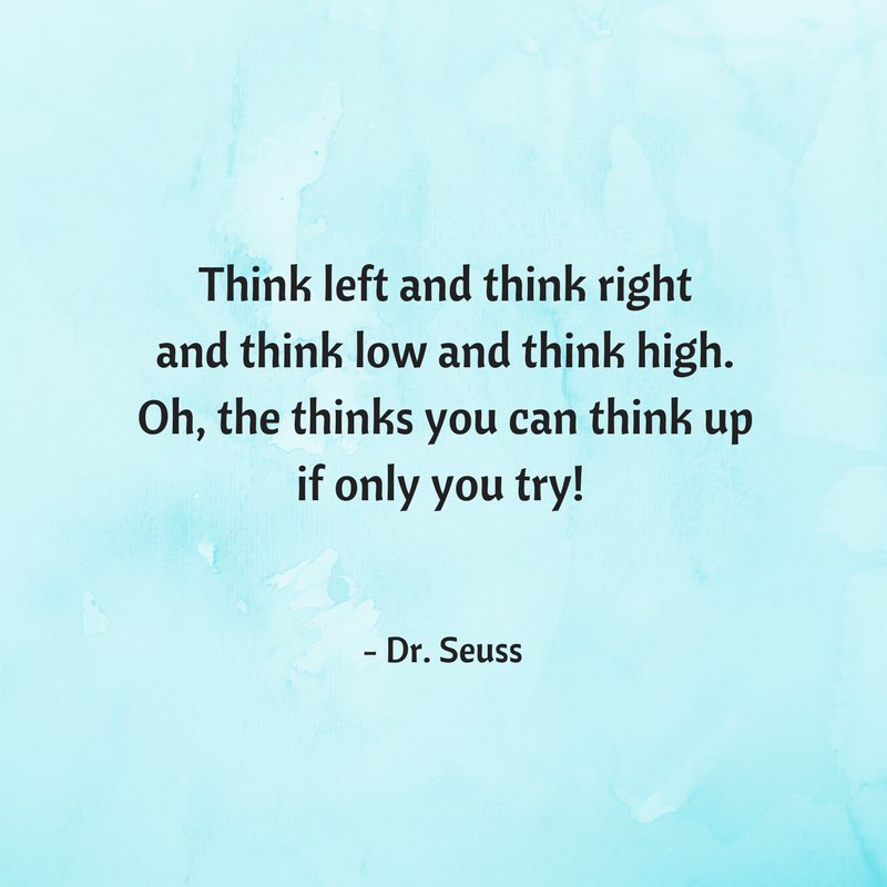artfromsuburbia's tweet photo. Devising is just like this Dr. Seuss quote - think up things, try them out, and have fun exploring! Give it a shot during our Evening of Devised Theatre - audition May 1 and 2 by DMing us or emailing artistsfromsuburbia@gmail.com #southshorema https://t.co/3AJQ1PfflR