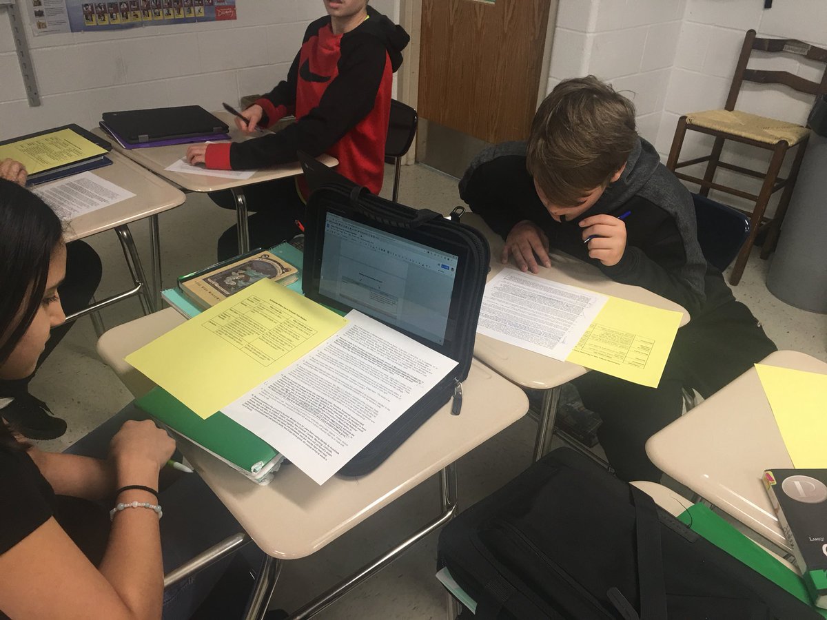srafrazier's tweet photo. Proud to see so much powerful learning today @GroveJuniorHigh. Spanish Ss analyzing art,dual Ss using their knowledge of archetypal characters to predict what will happen next &amp; SS Ss examining perspective by annotating persuasive techniques in an article about suffrage.💪 https://t.co/A0Br3gCTHf