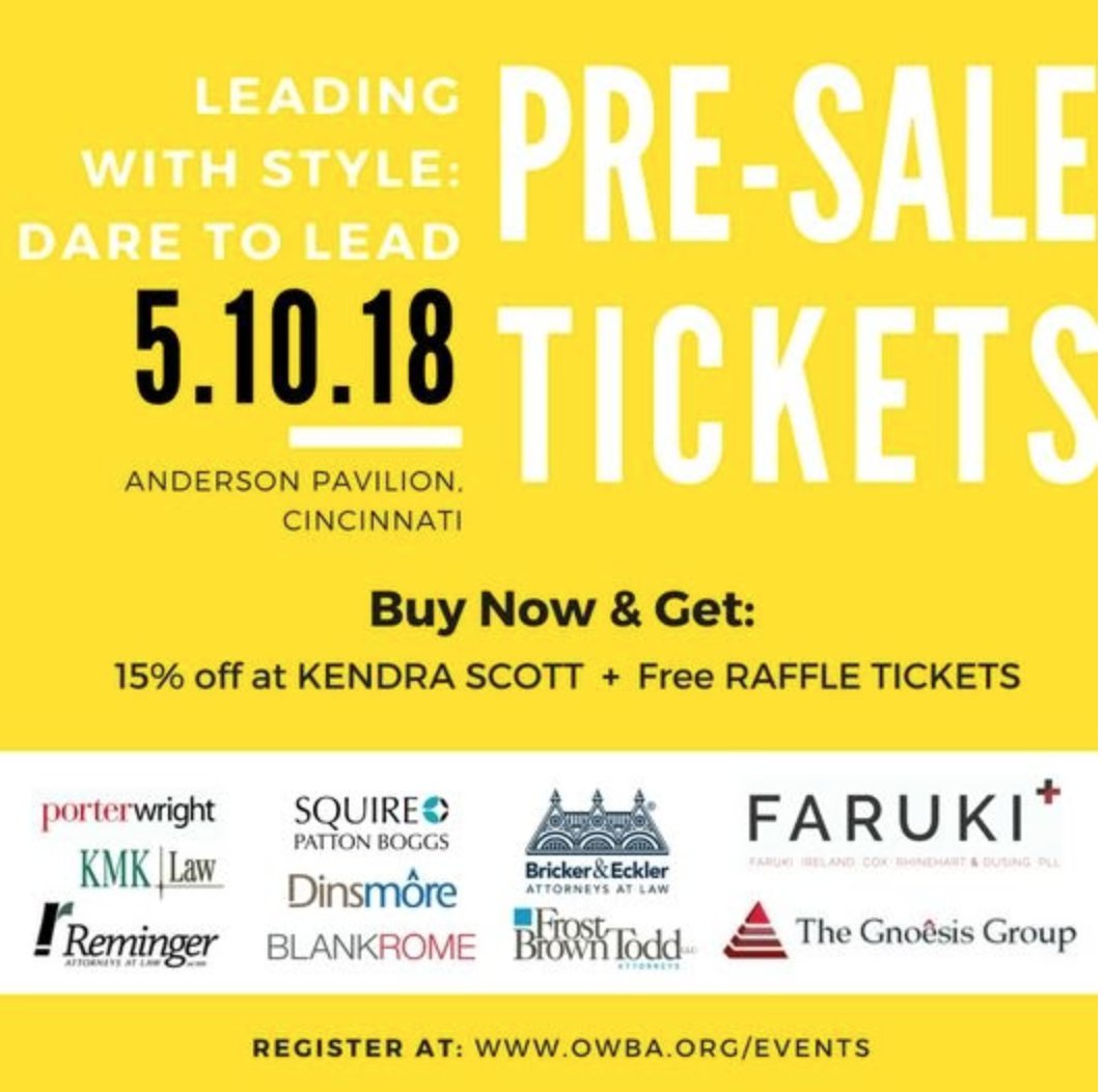 Join Ohio Women's Bar Association and Ohio Women's Bar Foundation at their Leading with Style event! Pre-sale tickets are currently available, and the cost for students is only $10! Anyone is welcome to attend, so feel free to bring friends! We look forward to seeing you there!