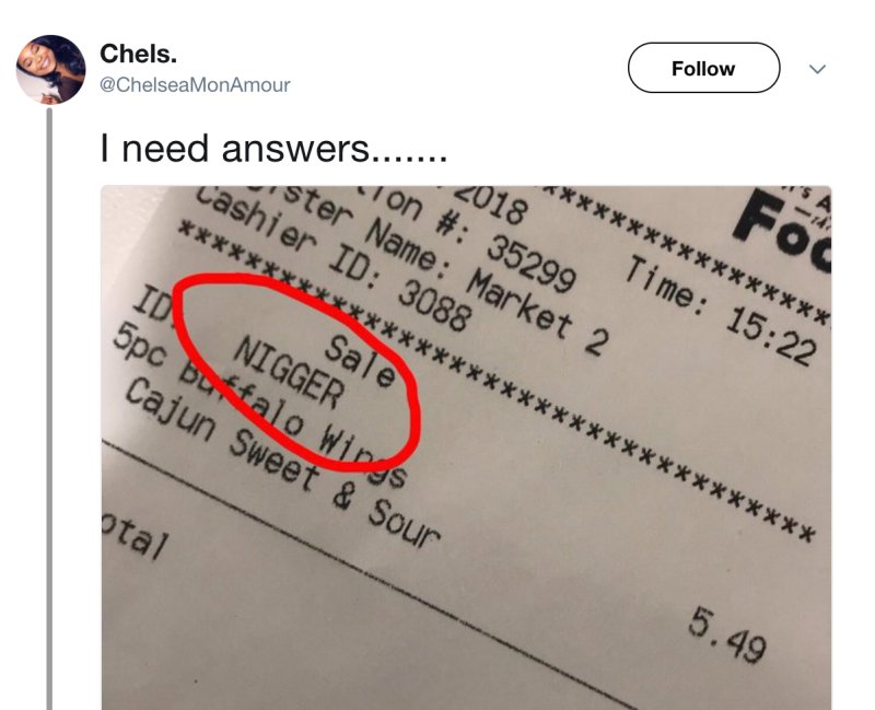 TheRoot's tweet image. Employee at University of North Texas dining hall has been fired after labeling student’s receipt with N-word: trib.al/m6mc7Fo