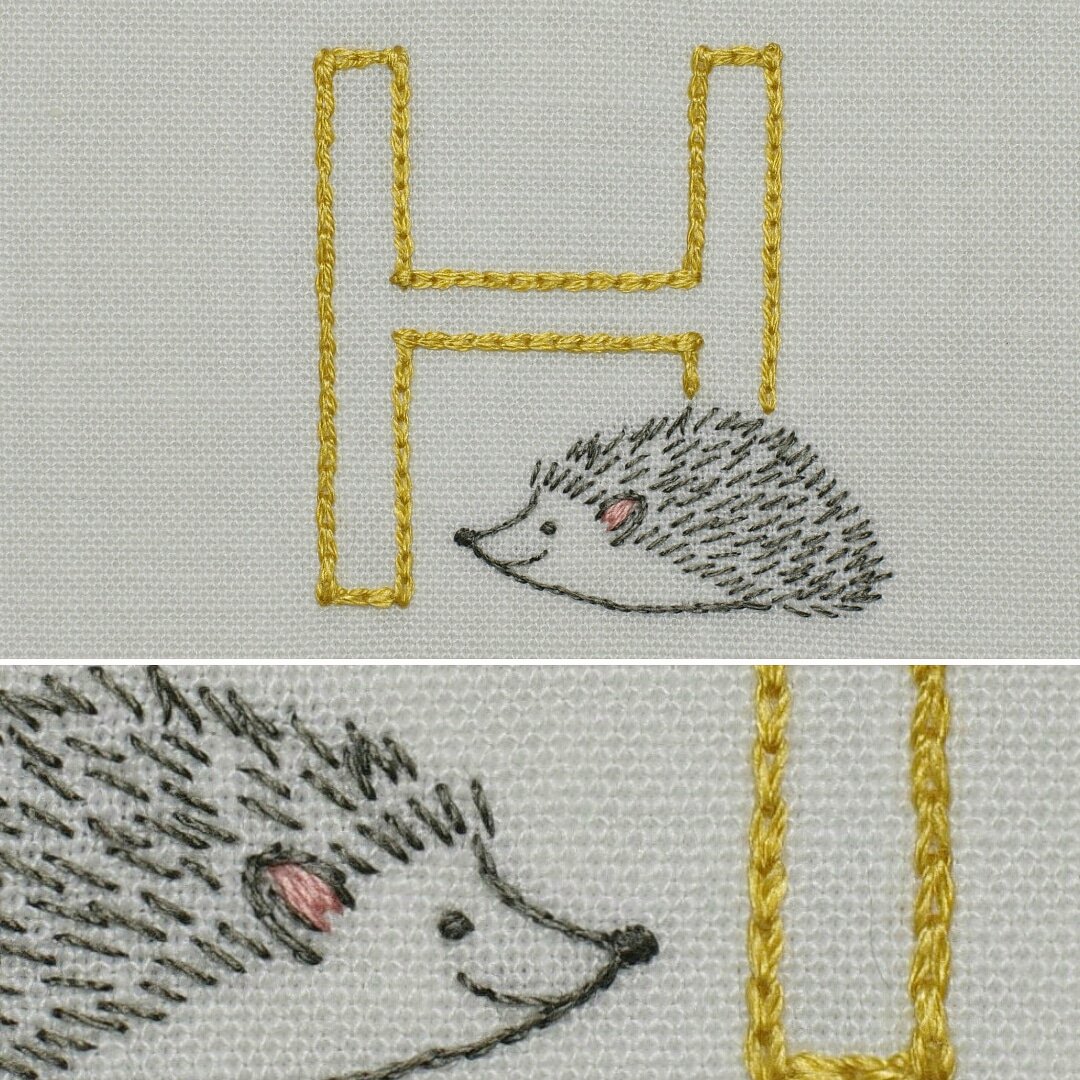 刺しゅう 小箱 佐藤ちひろ على تويتر ｈ は Hedgehog の H です ハリネズミの実物大図案と刺し方の手順は アルファベット 刺しゅう Nhk出版 に掲載しています T Co Qixdabzw7j お好みの色でお楽しみください ハリネズミ Hedgehog 佐藤ちひろ