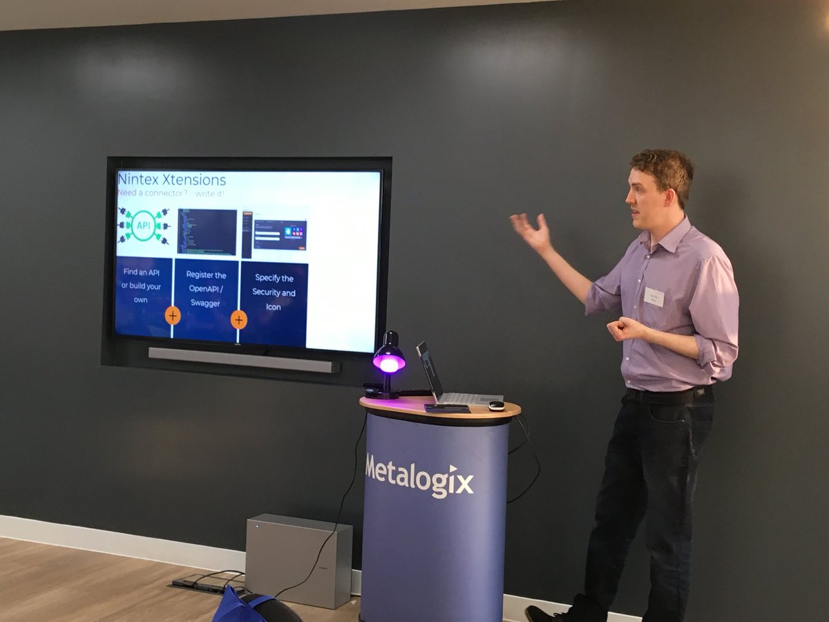 cassymfreeman's tweet photo. @TC_Nintex absolutely bossing it talking all things #xtensions at the @Nintex user group London last night. Thanks to all the speakers and sponsor @metalogix for smashing it out of the park #nuguk https://t.co/aoAtAAgV1l