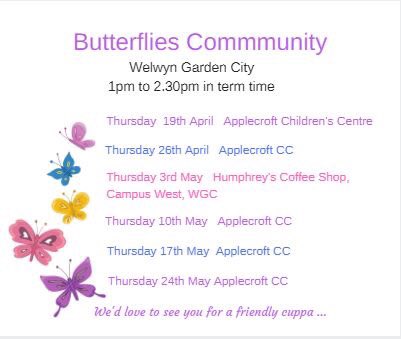 #WGC #ButterfliesCommunity is meeting today. Free peer support for mums who are finding pregnancy or being a mum a struggle. A cuppa and a friendly chat. #ApplecroftChildrensCentre
