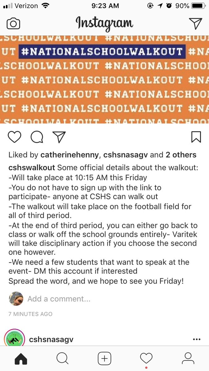 egoodrick_CBP's tweet photo. if you are interested in the cedar shoals #nationalschoolwalkout this friday, these are the official details from the walk out instagram! if you have questions you can dm them (cshswalkout) or contact Zach Holland or anyone in NASAGV (including me!) https://t.co/SkwjVnUUOR