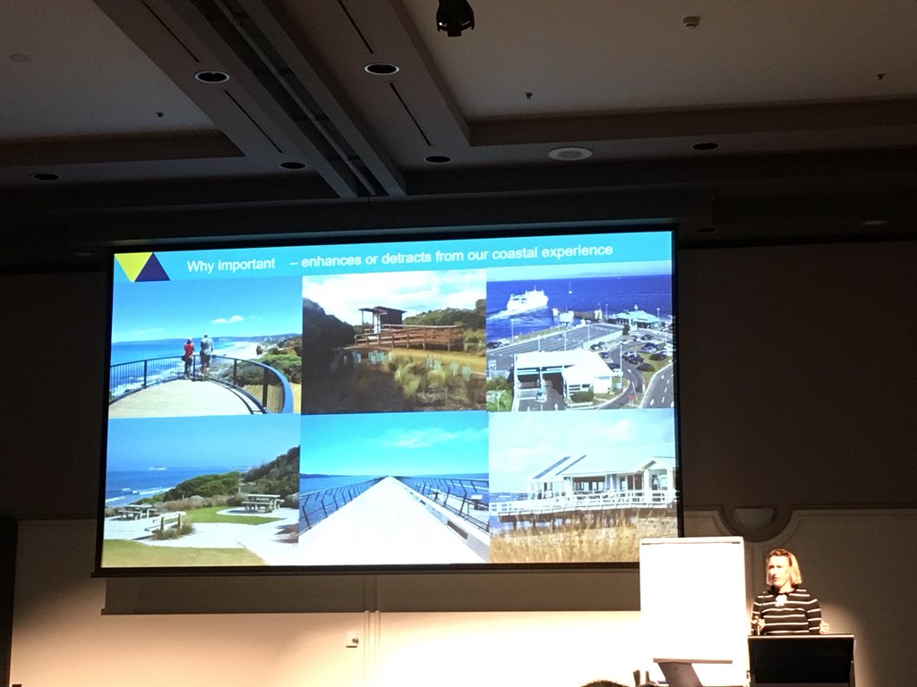 #coasttocoast2018 Liz Patterson speaks on revisions to Victorian Siting and Design Guidelines - ensuring infrastructure is compatible with other coastal values. Bring it on!