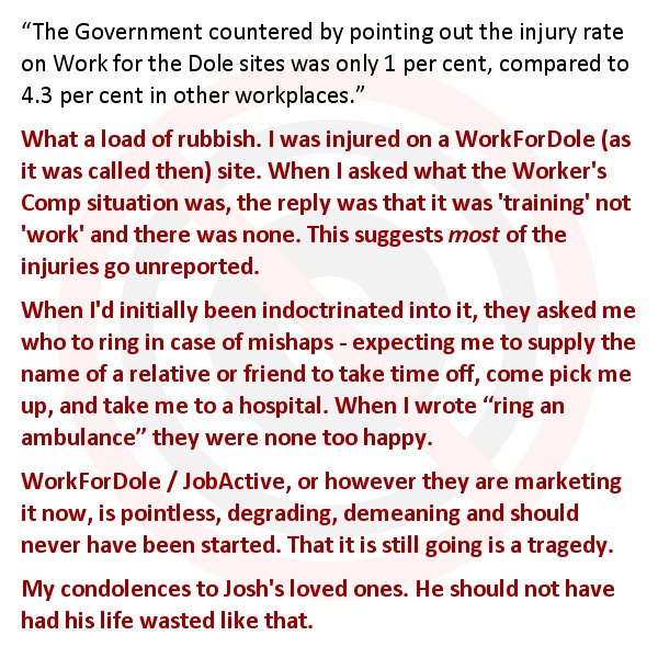 vaper_the's tweet image. These programs should never have been started. They should be ended. 

Those people who support #WorkForDole should subject *themselves* to this scam before mouthing off.