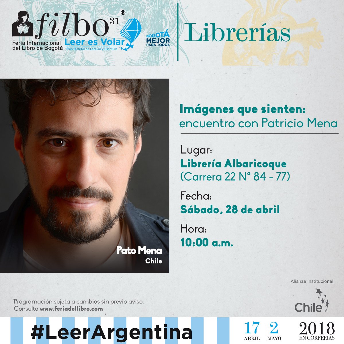 CamLibro's tweet photo. ¡La #FILBo2018 también llega a las librerías de la capital!  Conoce y agéndate con los diferentes eventos  #SentirLasIdeas https://t.co/EB3fa6ElSO