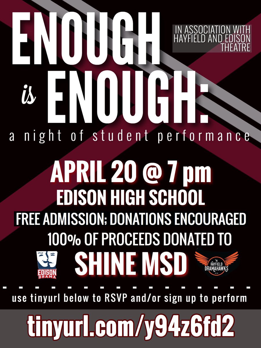 Couldn’t be at @FromBwayWLove because you’re stuck in the DMV area? We’ve got the next best thing! Come out to see your local Future Broadway Stars and support @ShineMsd this Friday, April 20th!