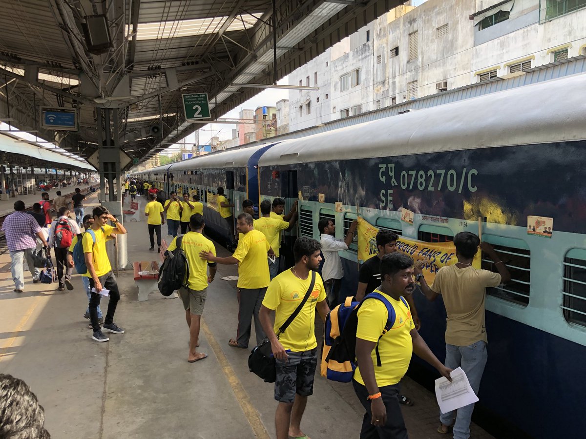 ChennaiIPL's tweet image. #WhistlePoduArmy all set to storm Pune! #WhistlePoduExpress #yellove #WhistlePodu