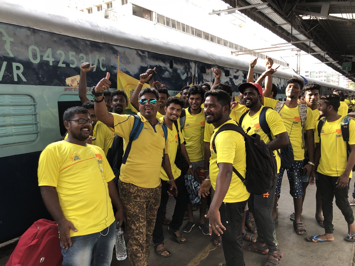ChennaiIPL's tweet image. #WhistlePoduArmy all set to storm Pune! #WhistlePoduExpress #yellove #WhistlePodu