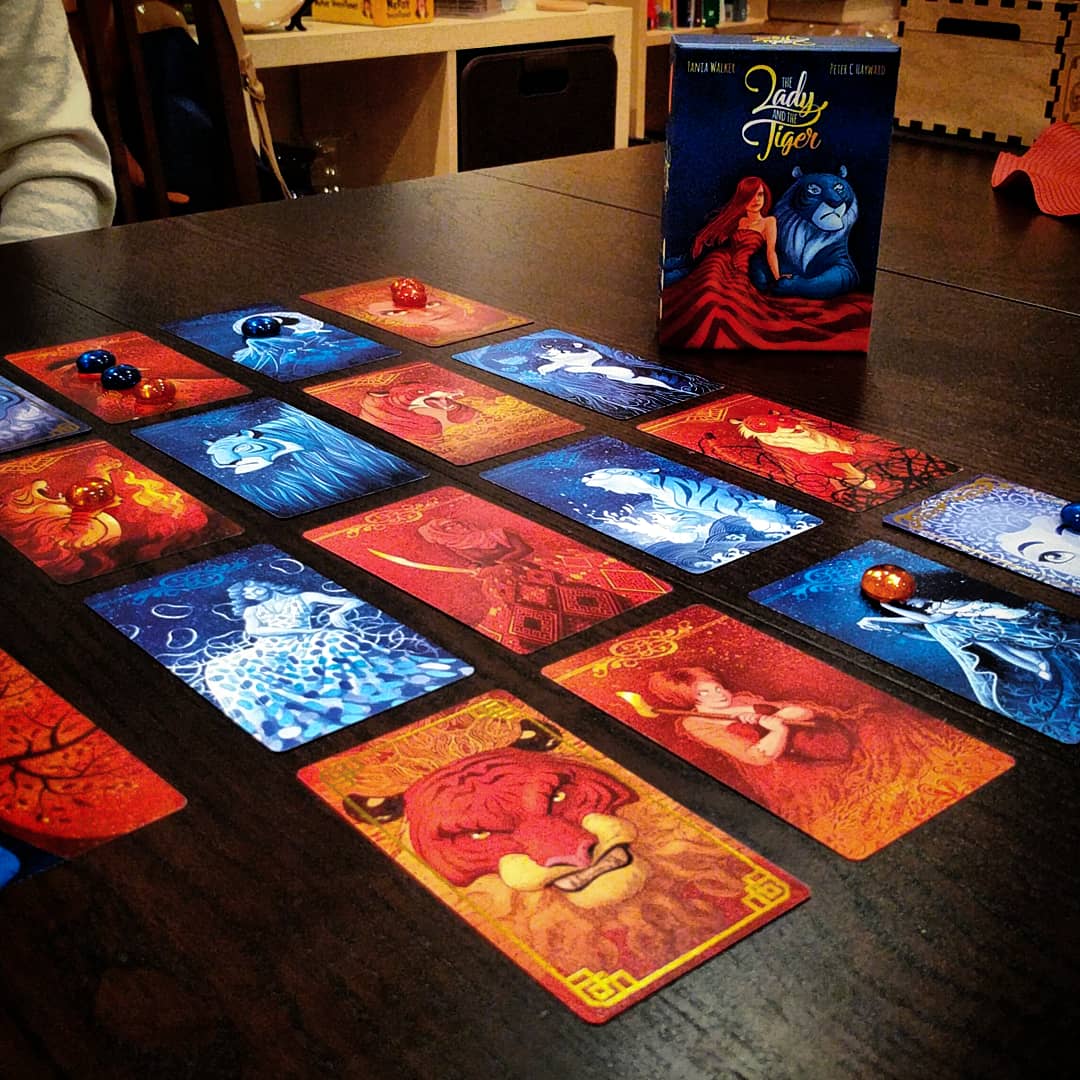 Labyrinth is suuuuper nice to look at while you play! Very red and blue. You can pick up The Lady and the Tiger in <a href="/PlayJellybean/">Jellybean / Coffeebean - Bean Games</a>'s new Kickstarter for Village Pillage! What's your favorite color to see in games?

instagram.com/p/BhvFQ4Uh3_o/