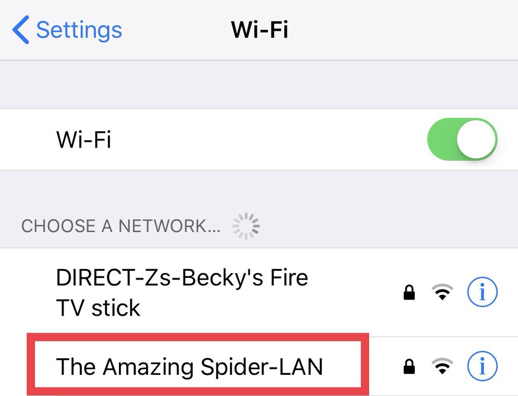 exstormtrooper's tweet photo. was out tonight and have to say I like this person. #TheAmazingSpiderLan #BestWifiNames https://t.co/V9axQJM1A7