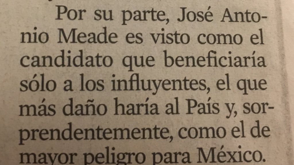 m_zamarripa's tweet photo. Encuesta @Reforma: @JoseAMeadeK es visto como el candidato que más daño haría al país y el de mayor peligro para México https://t.co/A03AtX5dTN