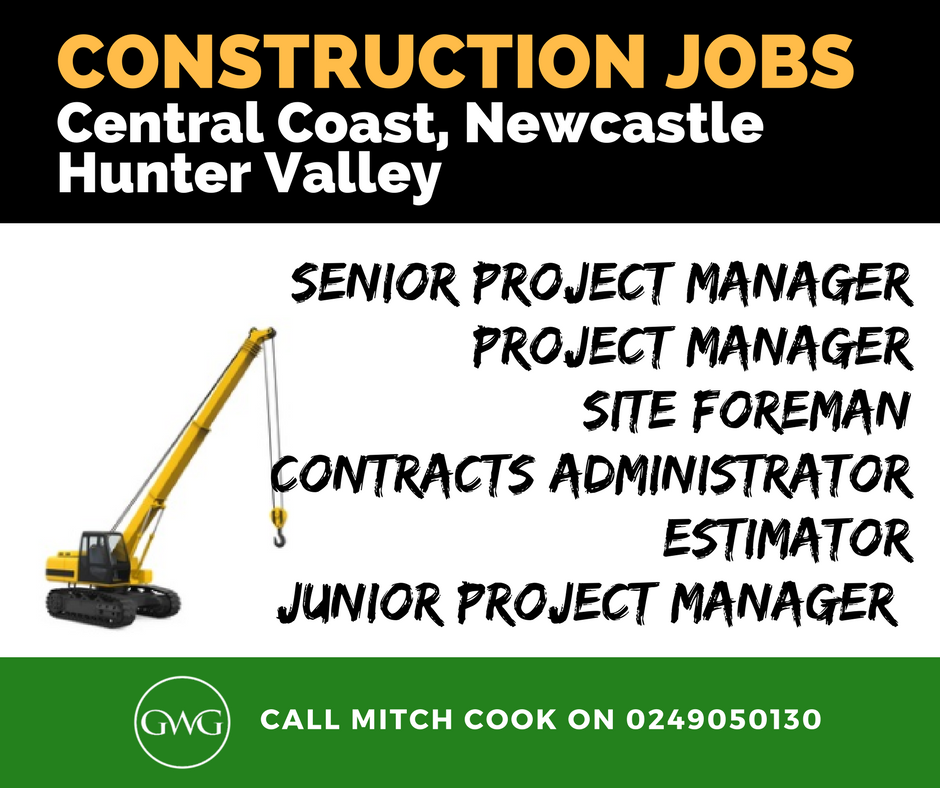 GWGPartners's tweet photo. If you're in construction, we need to talk. Huge range of jobs available. Projects from $1M to $100M. Call Mitch Cook 0402 772 072 https://t.co/ZIiEYcBLet