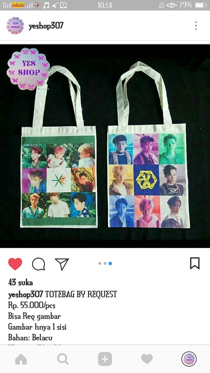 Yes_Shop307's tweet photo. TOTEBAG BY REQUEST
Rp. 55.000/pcs
Bisa Req gambar
Gambar hnya 1 sisi
Bahan: Belacu
Ukuran :39 x 29 cm 
Pembuatan 3-5 hari

Chat pilih satu :
WA : 082233625108
LINE : yeskshop307

#yeshop307 #kshopbojonegoro #kpopshop  #KPOP_FES_TOKYO #bts #exo #suju #nct #army #exol #elf https://t.co/wpu2oqN97E