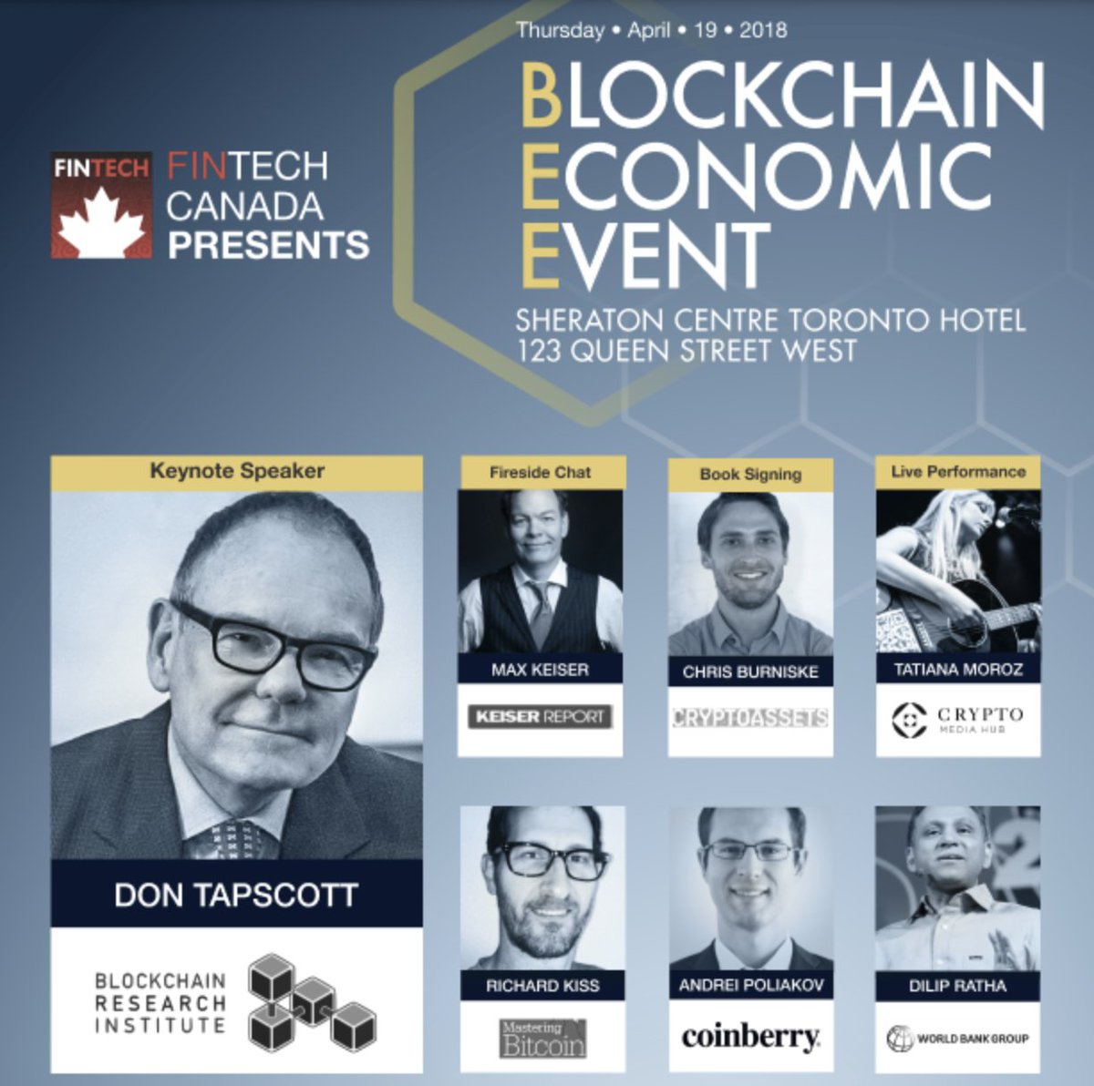 CryptonaireInc's tweet photo. Tomorrow we'll be attending Blockchain Economic Event (BEE)!
#BEE #BlockchainEconomicEvent #DonTapscott #Coinberryio #AION https://t.co/HIvOVFy9Wn