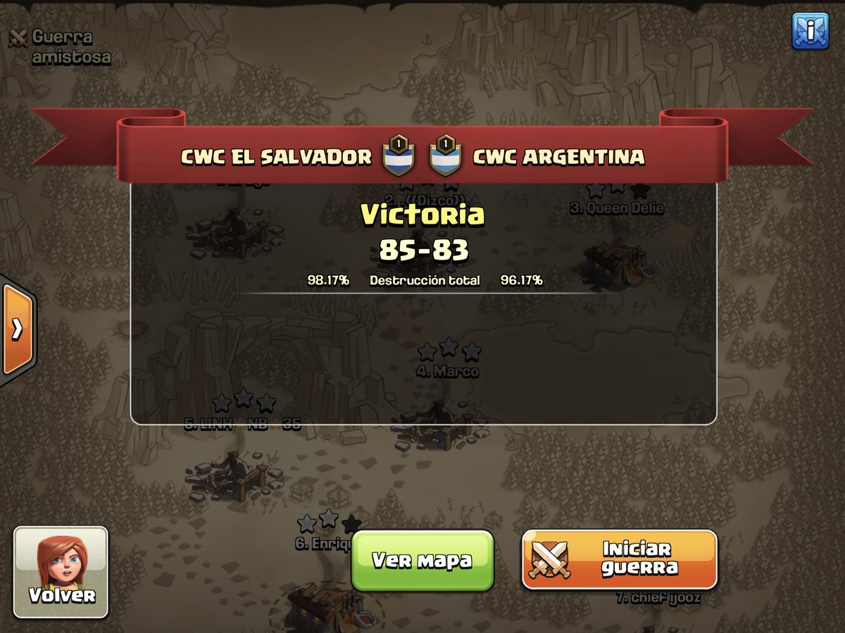 Enorme guerraza en nuestro primer encuentro del mundial <a href="/ClashWorldCup/">Clash World Cup</a> enfrentando a un gran rival como lo es @cwargentina2017 ¡Felicidades a las dos selecciones por tremendo espectáculo! 👏👏👏