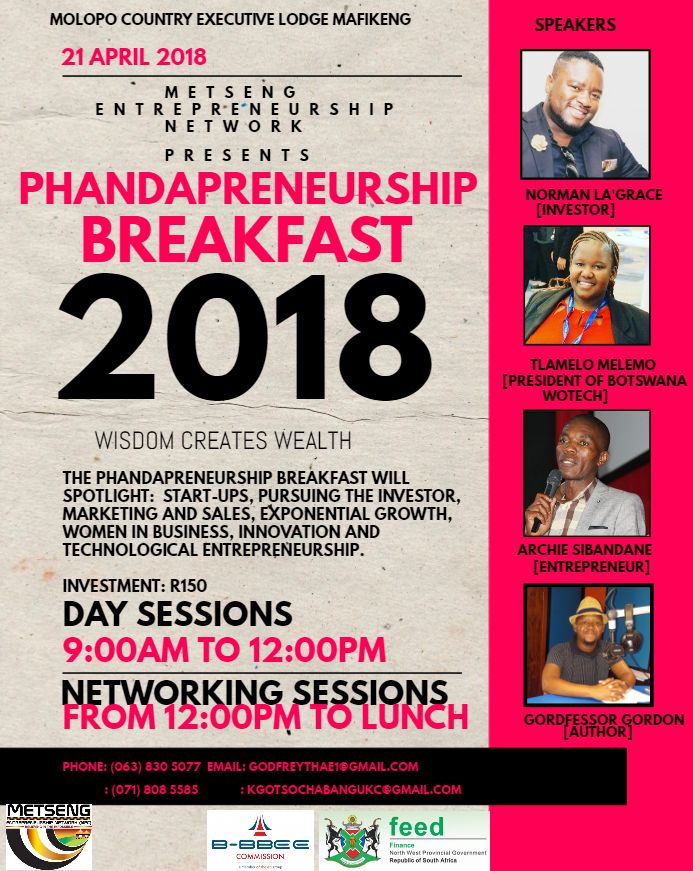 MetsengNPC's tweet photo. #PhandapreneurshipBreakfast
"A man who want to remove mountain, start by removing small stone"
Join us as we reinvent the rural economy.
#WisdomCreatesWealth https://t.co/Qthhj41ZQH
