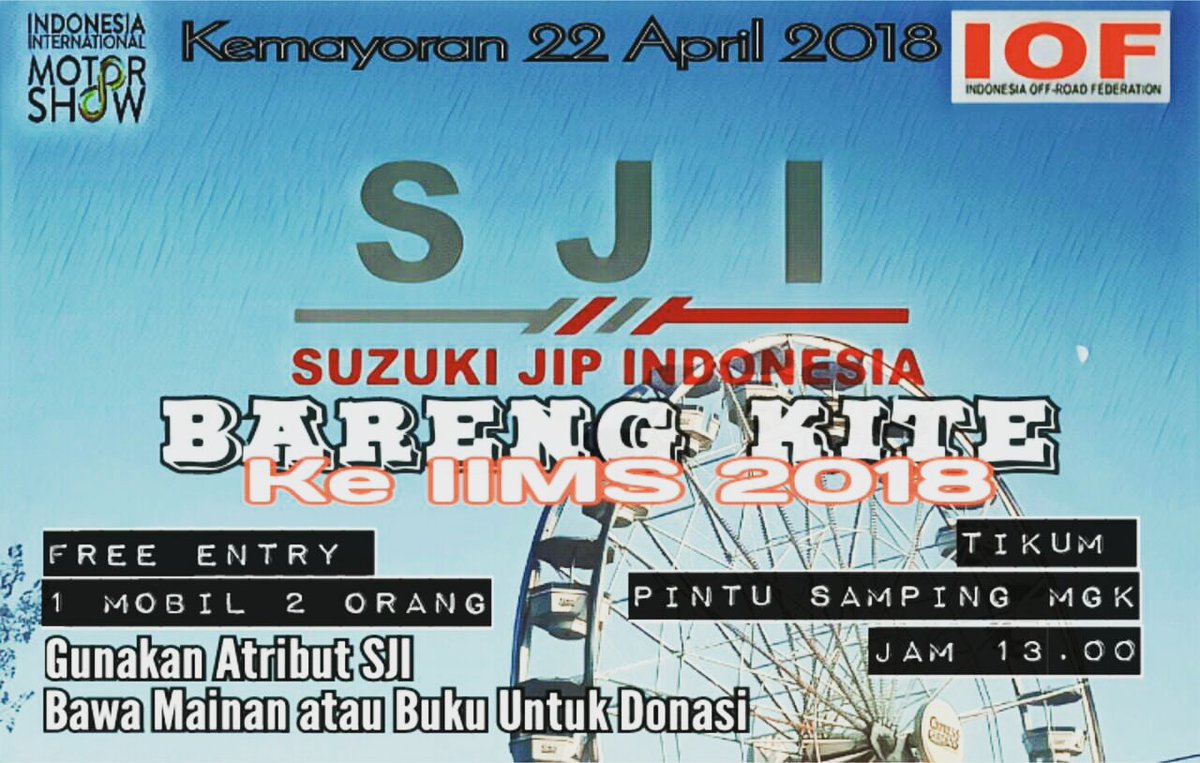 SJI Bareng-Bareng ke Kemayoran. 

For detail cek IG: <a href="/SJI_Indonesia/">Suzuki Jip Indonesia</a>
