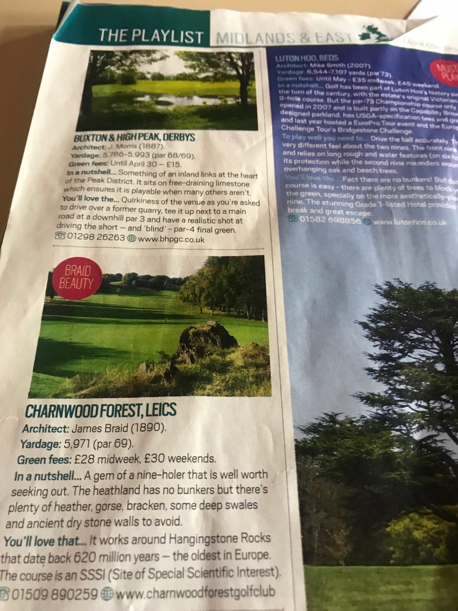 mouseman37's tweet photo. @charnwoodfgc a Cheeky mention in Todayโs Golfer mag for CFGC on the โspectacular golf off the beaten trackโmust playlist #braidbeauty https://t.co/aHg6ehmifh