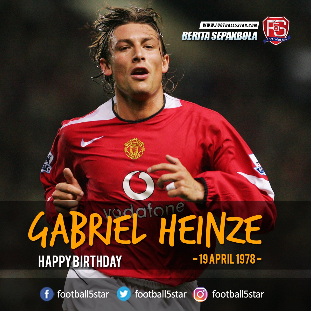 Kalian masih ingat Gabriel Heinze guys? hari ini dia berulang tahun, 
Happy Birthday Gabriel Heinze 19 April 1978 