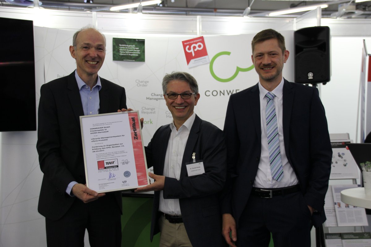 ConWeaverGmbH's tweet photo. #CONWEAVER is one of the first companies to receive #CPO certification We are very happy about this success and would like to thank everyone involved! #prostep #LinkedData https://t.co/TnqclgXb7M