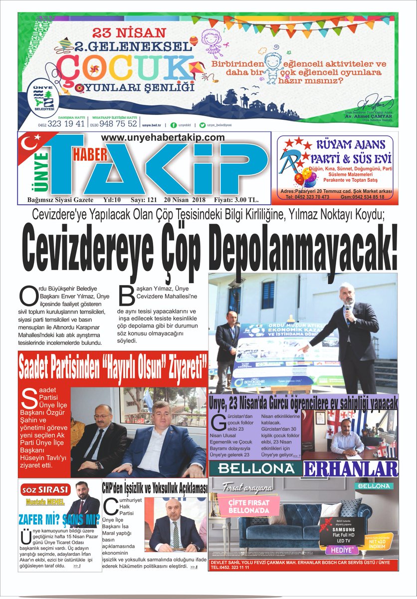 ÜNYE HABER TAKİP GAZETESİ BU HAFTAKİ SAYISI