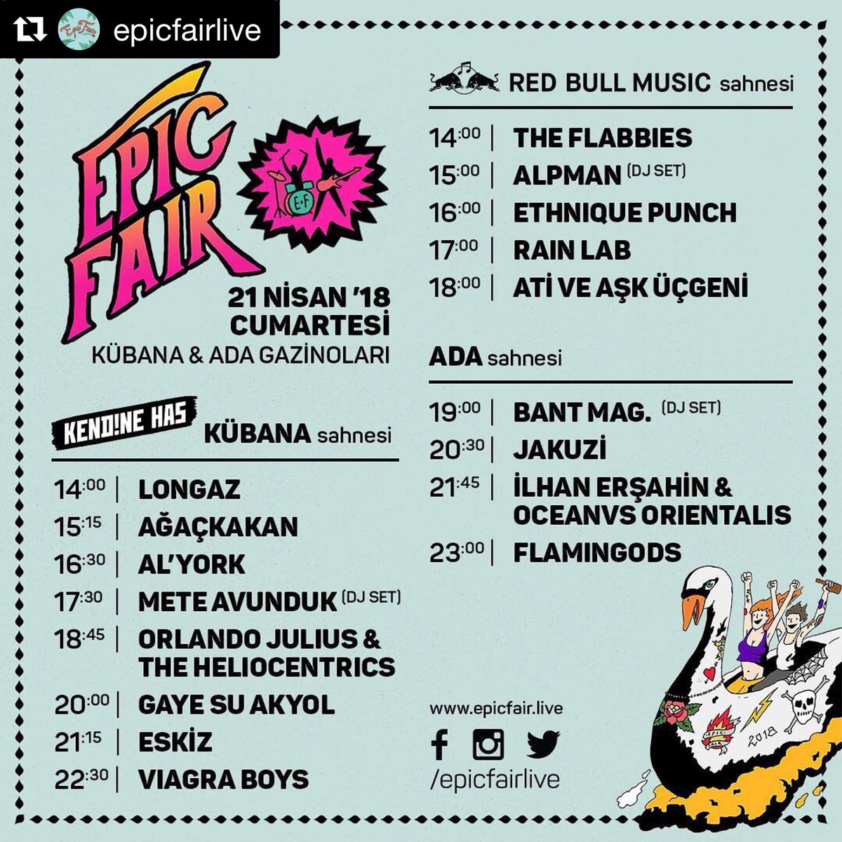 epicfairlive's tweet photo. Epic Fair’de hangi sahnede, kim, kaçta çalıyor?

#epicfair2018 #epicfairlive #kendinehasfestival https://t.co/snYmBGH8pV