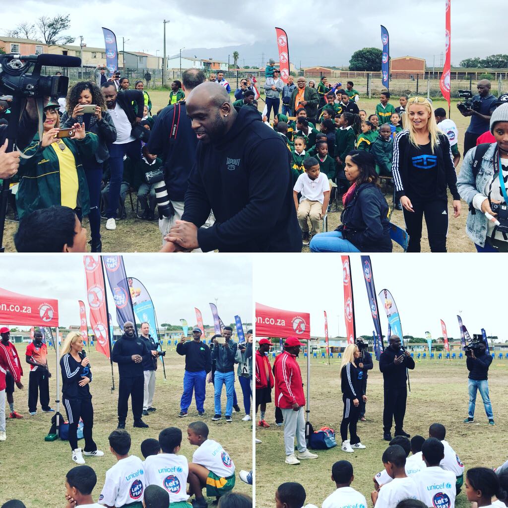 Apollo Crews & Mandy Rose - @WWE Superstars addressing the learners on Bullying in Schools & of course cheer on the learners as they officially kick off the 2018 #LetsPlay Physical Education Challenge. #WWELive