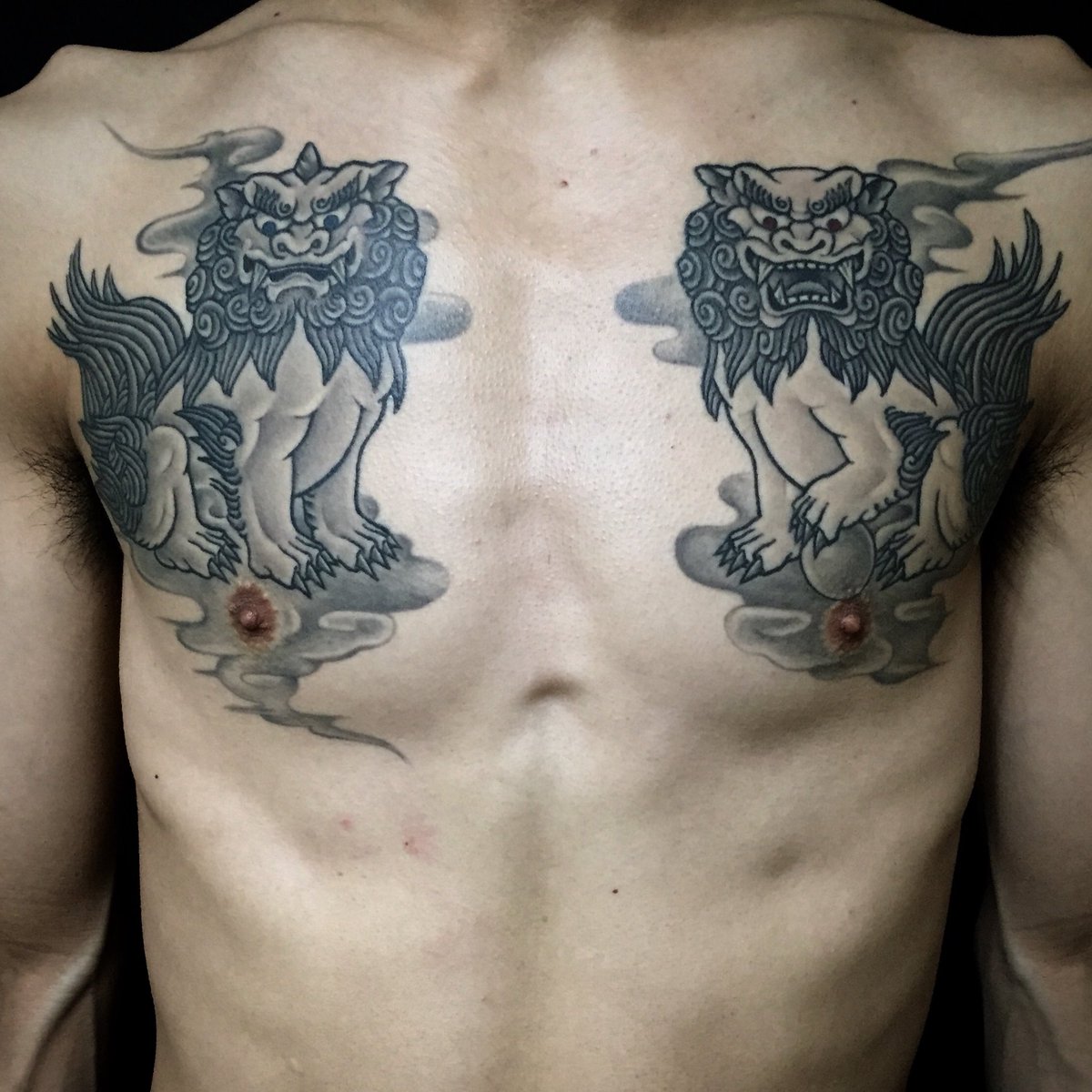 二代目 彫日出 狛犬 治り Tattoo Ink 刺青 和彫り 大阪刺青 大阪タトゥー Goodtimesink 狛犬 二代目彫日出