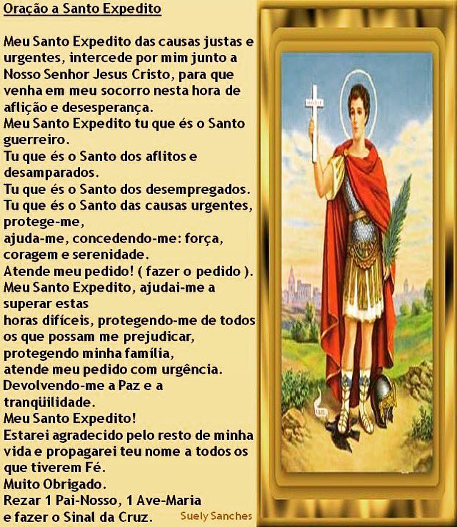 Amados compartilhemos a oração de SANTO EXPEDITO 
Lembrando hoje é dia dele
Formiguinhas de Jesus 🐜🐜🐜
Vamos evangelizar ao trabalho🐜🐜🐜  Deus abençoe 🙌
Pe🛡Marcelo Rossi ⚔️ ✝️