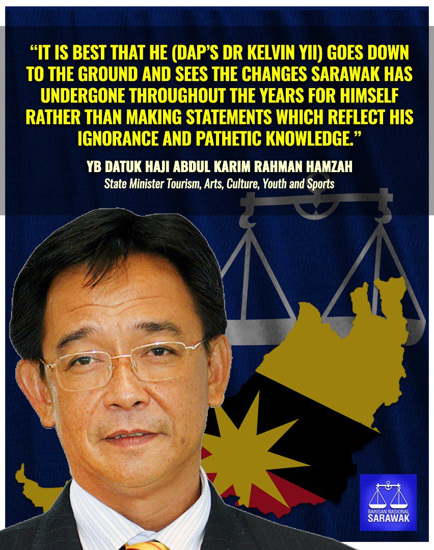GPartiSwak's tweet photo. DAP CANDIDATE Dr.Kelvin Yii for STAMPIN P196 told by Yb Minister @ybkarimsays not to make ignorant &amp; pathetic statements on SARAWAK #respeksikitu #Sarawak
@NajibRazak @PMOMalaysia @Zahid_Hamidi @DPMOMalaysia @HishammuddinH2O @H2OComms @Negaraku_My #DahulukanRakyat 
@dapmalaysia https://t.co/B7bgRHku02