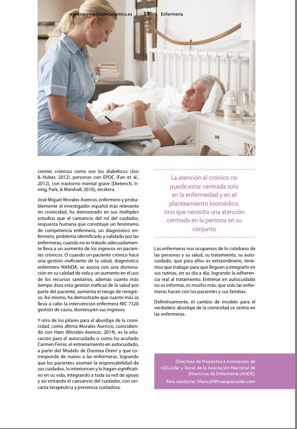 bflasquetty's tweet photo. “El cambio de modelo para el abordaje de la cronicidad centrado en las enfermeras” mi última colaboración en @nmeconomics ¿Estás de acuerdo conmigo? @AECTUIT @enfcomunitario @PazMompart @ArnedoFerrer @PiCuida @Jupij79 @soriano_p @ruymanbrito https://t.co/1Nojx723O9