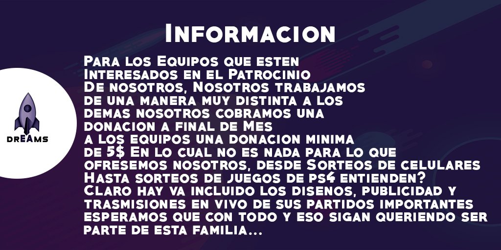 DreamsStud's tweet photo. 📒📌Importante que lo lean Todos los equipos que quieren contar con Nuestro patrocinio Y espero que con todo y eso sigan queriendo ser parte de esta familia 💼 https://t.co/jq4pk0O3jP