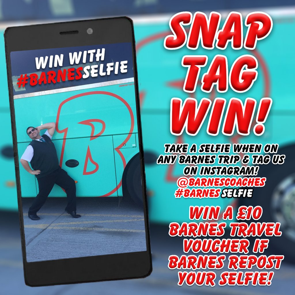 BarnesCoaches's tweet photo. Reminder! YOU can #win with our Snap, Tag Win Competition!
It's simple, take a selfie whilst on any Barnes trip & tag us on Instagram @BarnesCoaches with the hashtag #BarnesSelfie
If we repost your selfie - you win a ยฃ10 Barnes travel voucher! #Competition #SnapTagWin #Swindon https://t.co/j1vOCuytxg