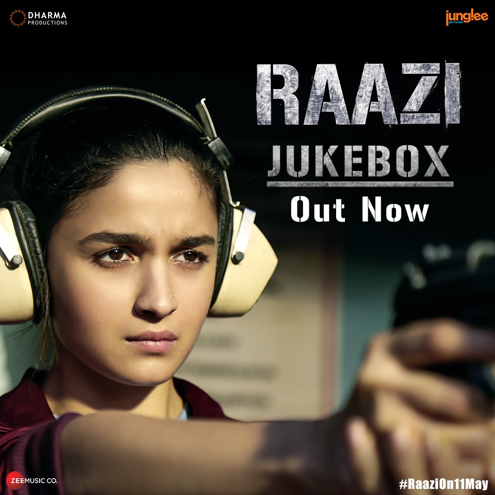 From the soulful to the patriotic, this album is EVERYTHING!  Listen to the jukebox of #Raazi here: bit.ly/RaaziJukebox

<a href="/aliaa08/">Alia Bhatt</a> <a href="/vickykaushal09/">Vicky Kaushal</a> <a href="/meghnagulzar/">Meghna Gulzar</a> <a href="/Jaiahlawat/">Hathi Ram Choudhary</a> @karanjohar <a href="/DharmaMovies/">Dharma Productions</a> <a href="/JungleePictures/">Junglee Pictures</a> <a href="/ZeeMusicCompany/">Zee Music Company</a> <a href="/raiisonai/">ARIJIT SINGH</a> <a href="/Shankar_Live/">Shankar Mahadevan</a> #RaaziOn11May