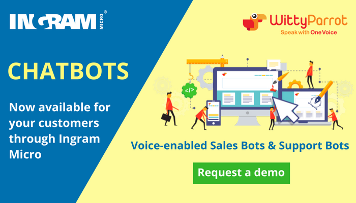 wittyparrotapp's tweet photo. Indian enterprises r rapidly adopting #Chatbots 2 enhance #customerexperience,increase #salesproductivity&amp; #automate repetitive tasks.U too can Offer ur #customers #Wittyparrot's voice-enabled Chatbots through Ingram Micro.@IngramCloud.
Visit https://t.co/a22FYmB5Cv for free Demo https://t.co/yK3iJ2rfrE