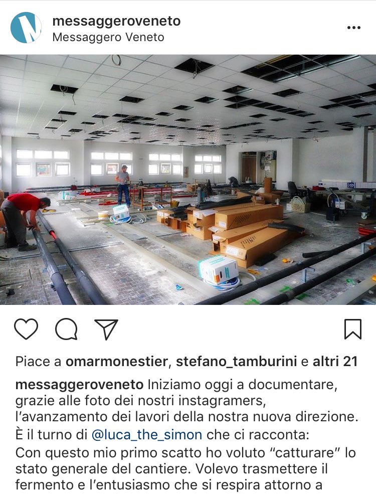 Usare Instagram per e con la community: su <a href="/messveneto/">messaggeroveneto</a> gli Instagramers raccontano la redazione che cambia (qui la prima foto di <a href="/lucathesimon/">Luca Simon Mattioli</a>  instagram.com/p/BhtwtIlnGXx/)