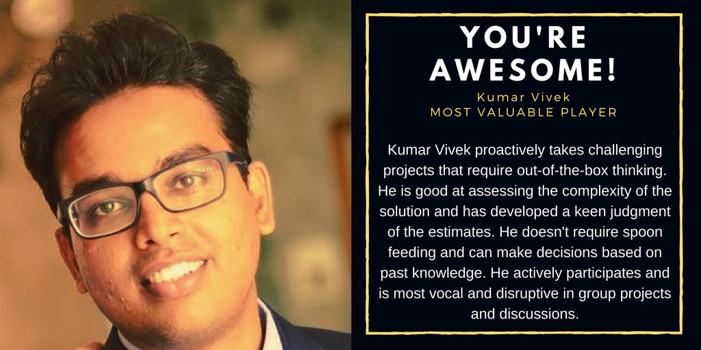 LifeAtKellton's tweet photo. Meet Kumar Vivek, one of our most valuable players of @KelltonTech.
https://t.co/BXbM7Fv6uE

@kumar_vivek87 #LifeAtKellton #EmployeeEngagement #valuable #player #ProudMoment #proudofyou https://t.co/fVDrXWC2OF